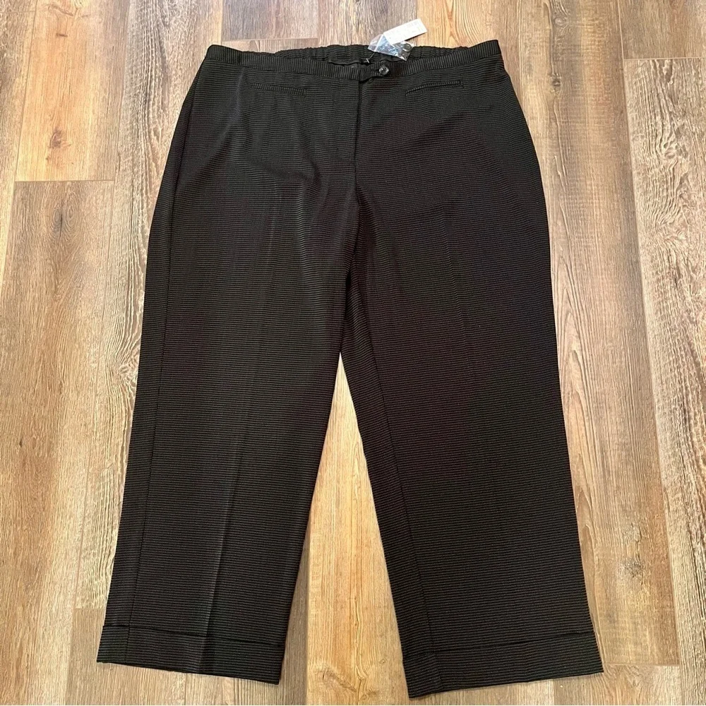 Vtg AVENUE Size 22 Polka Dot Black Stretch Cuffed Dress Pants‎ Career Wide Leg